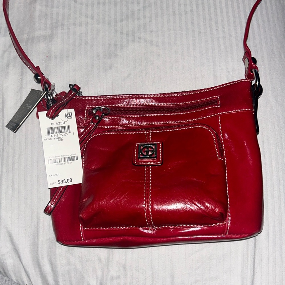 New Red glazed crossbody bag
